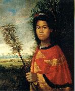 Robert Dampier Portrait of Princess Nahiennaena of Hawaii oil